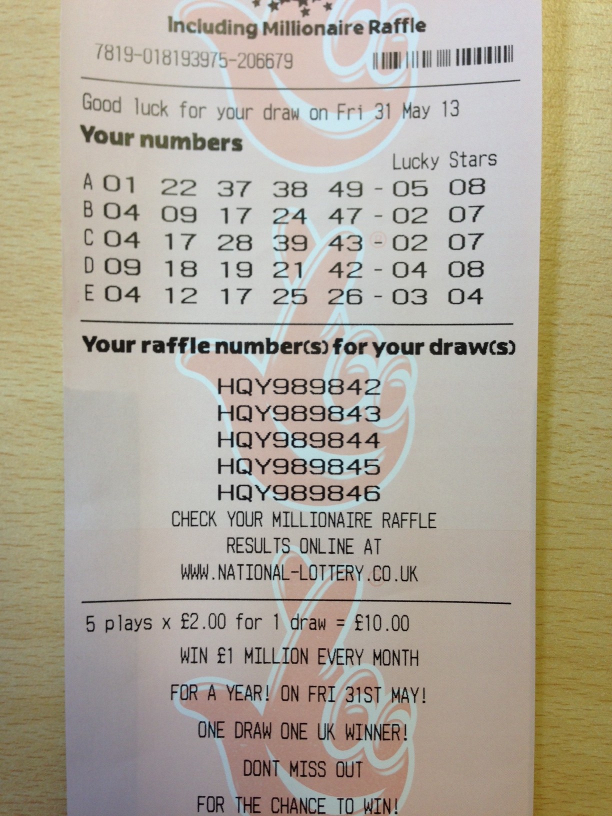 Euro Millions – 31.05.13.
