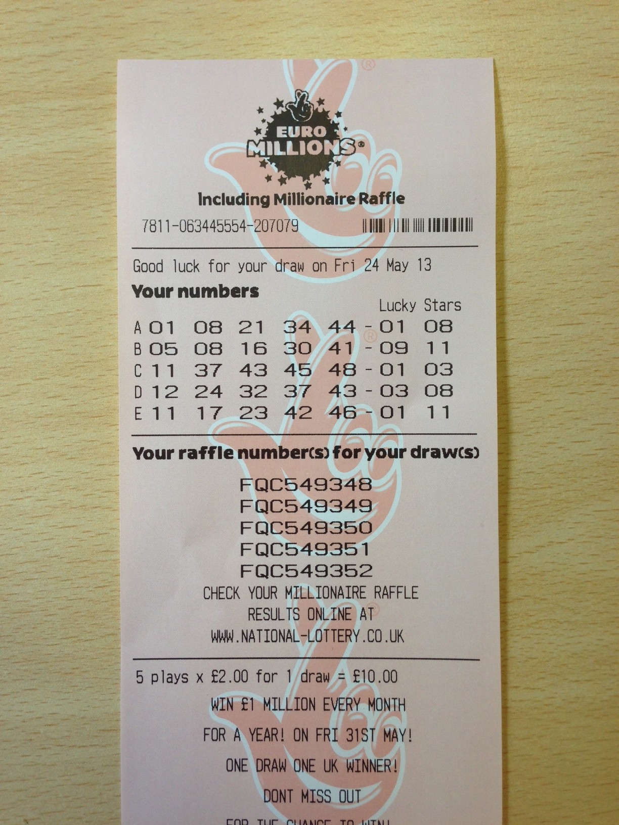 Euro Millions Friday’s Draw – 24.05.13.