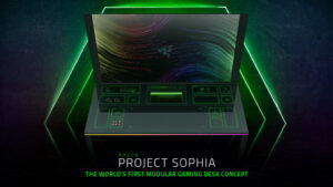 Razer's new desktop project sophia with green and blue background